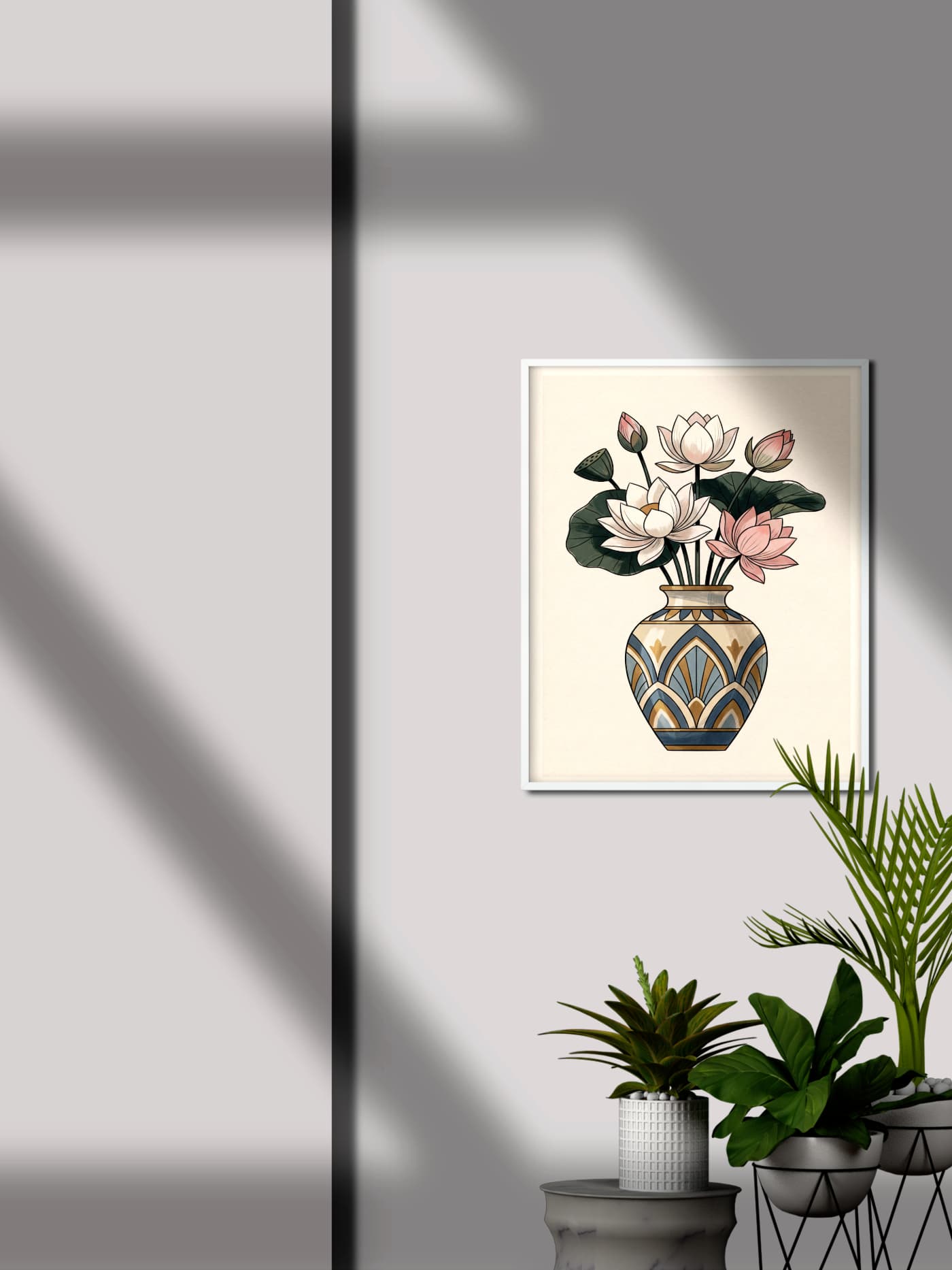 Tranh Vẽ Lọ Hoa Sen