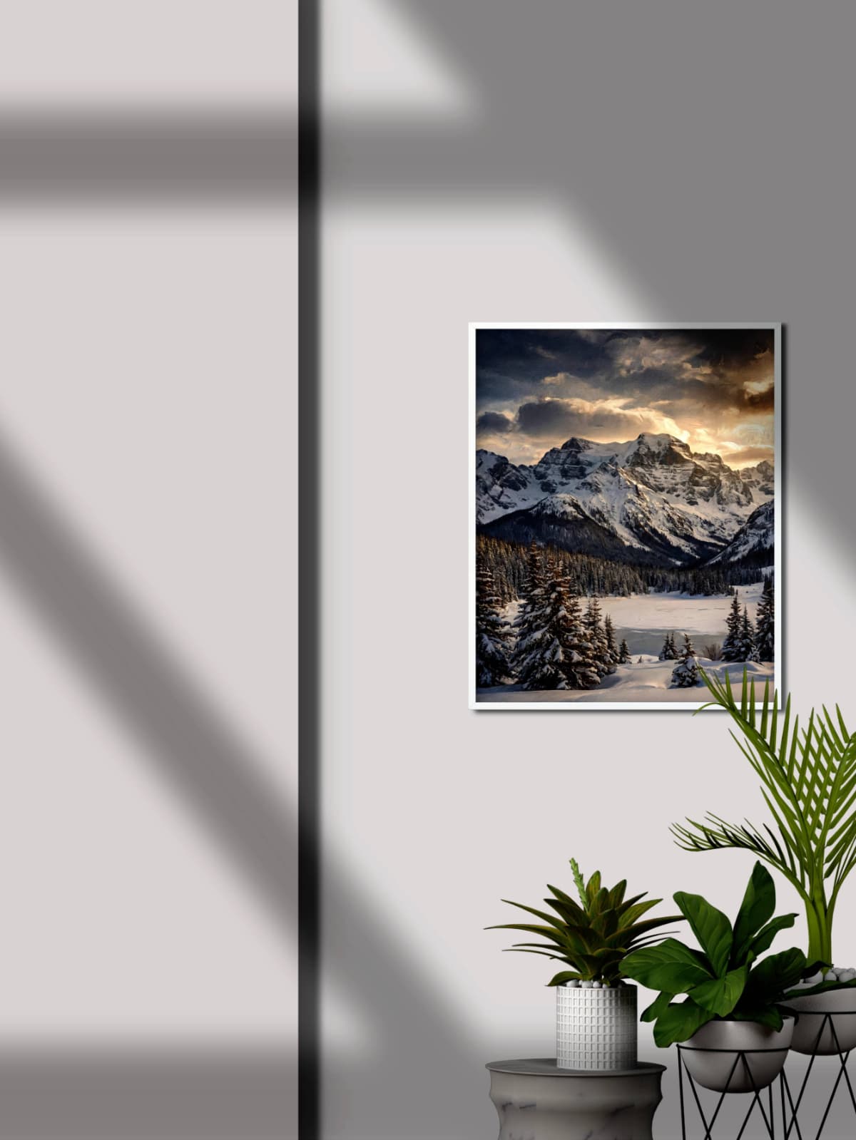 Phong cảnh núi tuyết trắng hùng vĩ