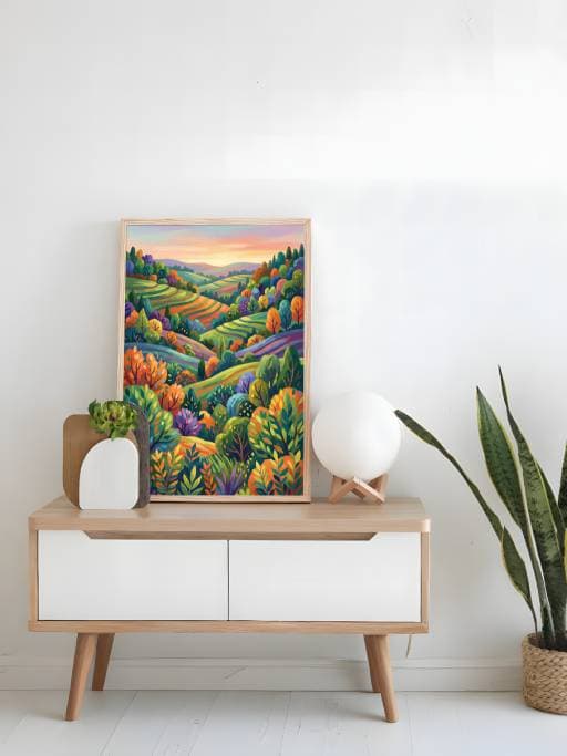 Đồi núi và cây lá thiên nhiên