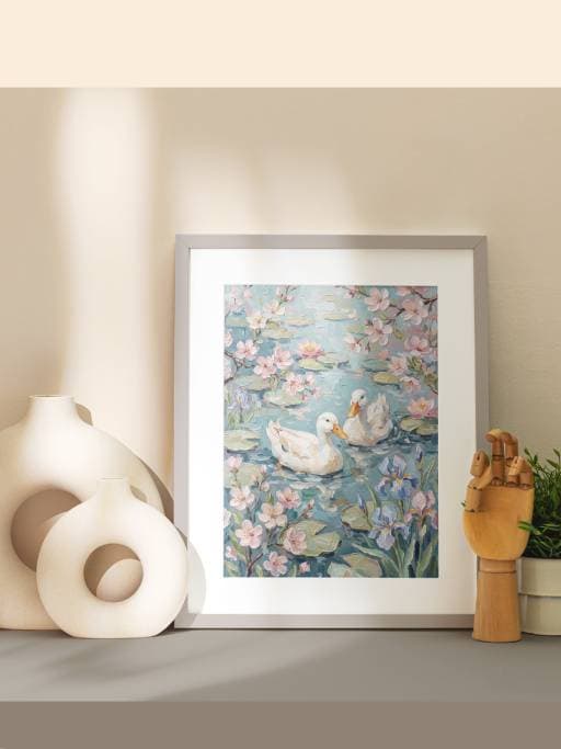 Đàn vịt bơi lội dưới nắng xuân