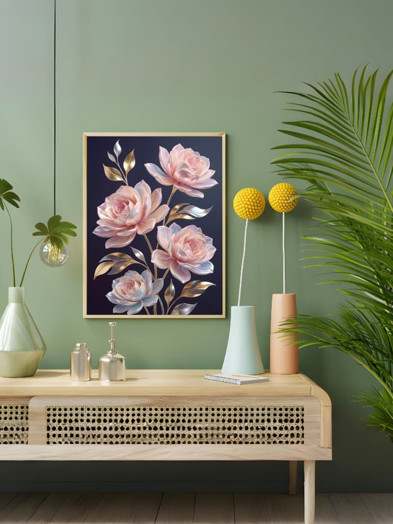 Tranh Tráng Gương Hoa 3D Hiện Đại