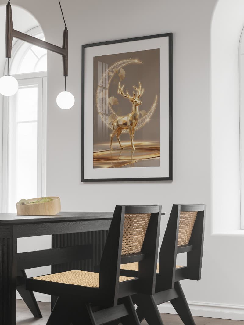Tranh Tráng Gương Hươu 3D Hiện Đại Trang Trí Hành Lang Sang Trọng