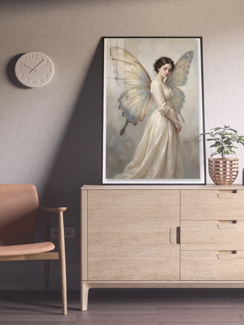 Tranh Tráng Gương Cô Gái Và Cánh Bướm - Nghệ Thuật Sang Trọng