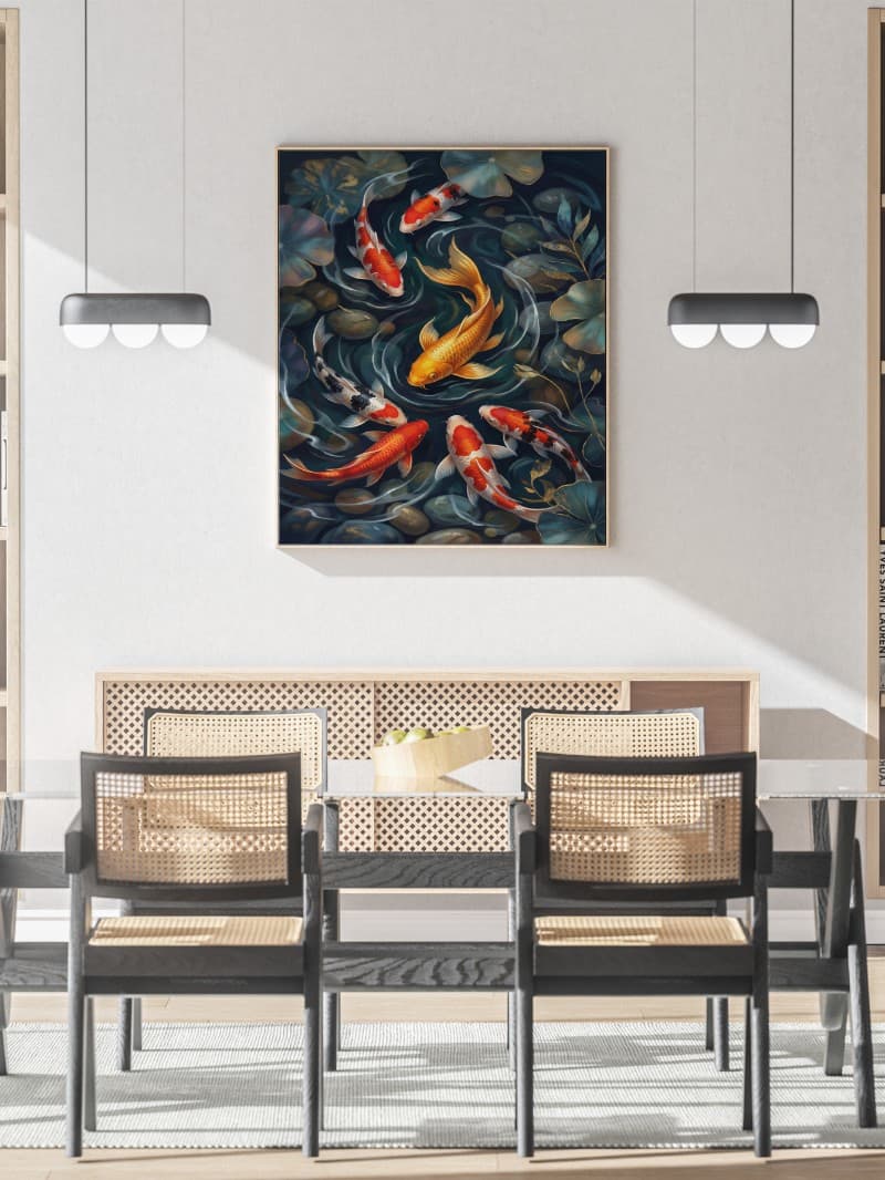 Tranh Cá Chép Vẫy Đuôi Phong Thủy Hiện Đại - Nghệ Thuật Chân Thực