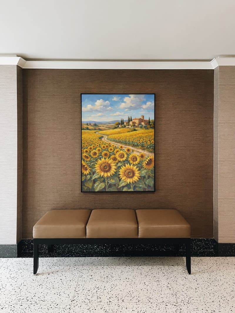 Tranh Sơn Dầu Cánh Đồng Hoa Hướng Dương Cổ Điển Chân Thực