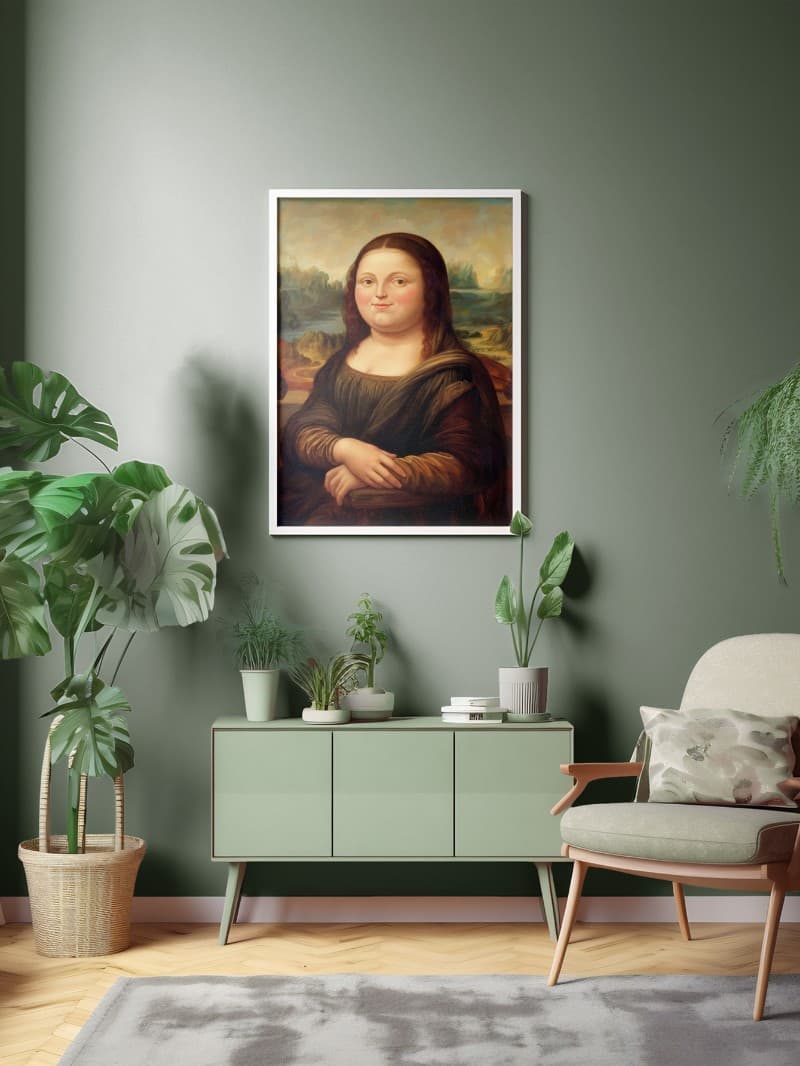 Tranh Mona Lisa Mũm Mĩm Đáng Yêu - Nghệ Thuật Độc Bản Sang Trọng