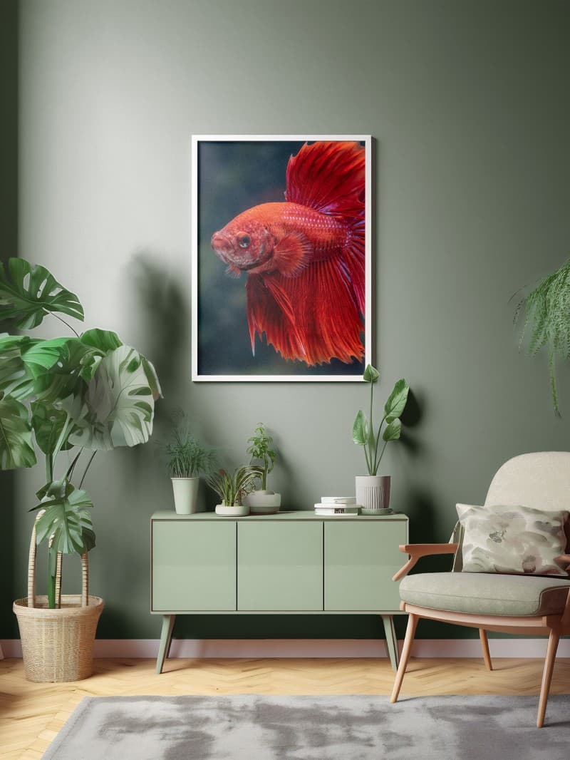 Tranh Cá Xiêm Đỏ Nghệ Thuật - Vẻ Đẹp Kiêu Hãnh Và Quyền Quý