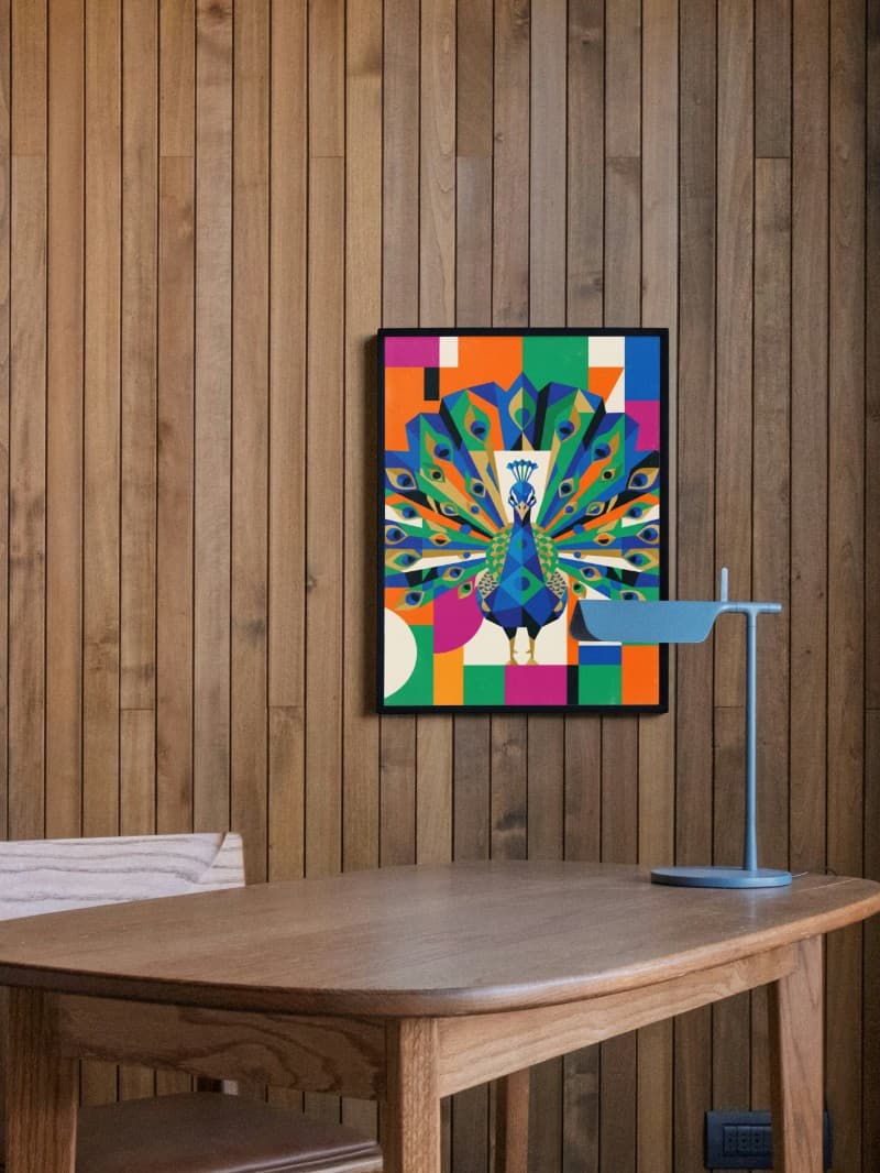 Tranh Chim Công Hình Học - Nghệ Thuật Trang Trí Sang Trọng