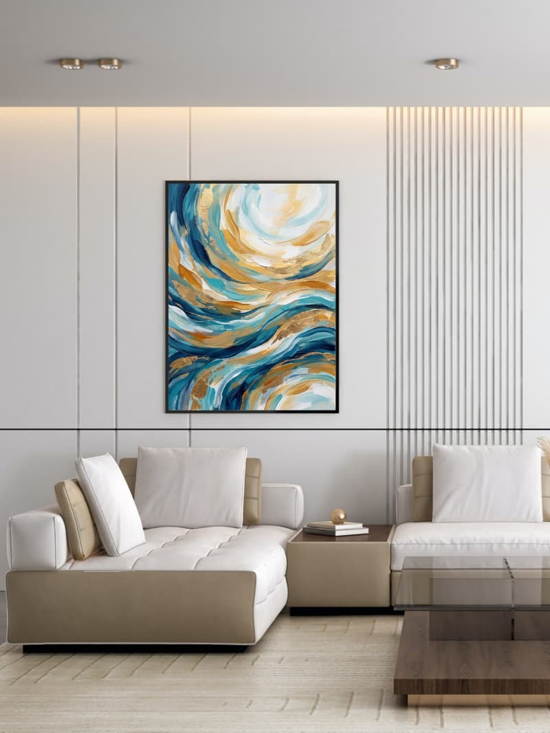 Tranh Trừu Tượng Sunlit Waves - Nghệ Thuật Hiện Đại & Sang Trọng