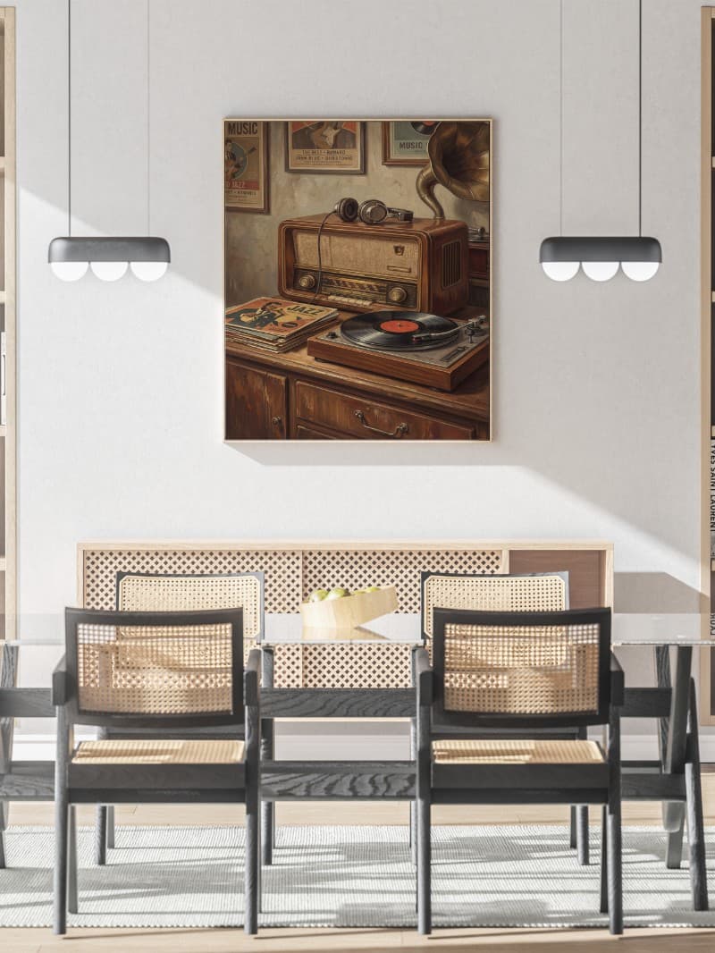 Tranh Cổ Điển Máy Hát Đĩa - Nghệ Thuật Âm Nhạc Hoài Niệm