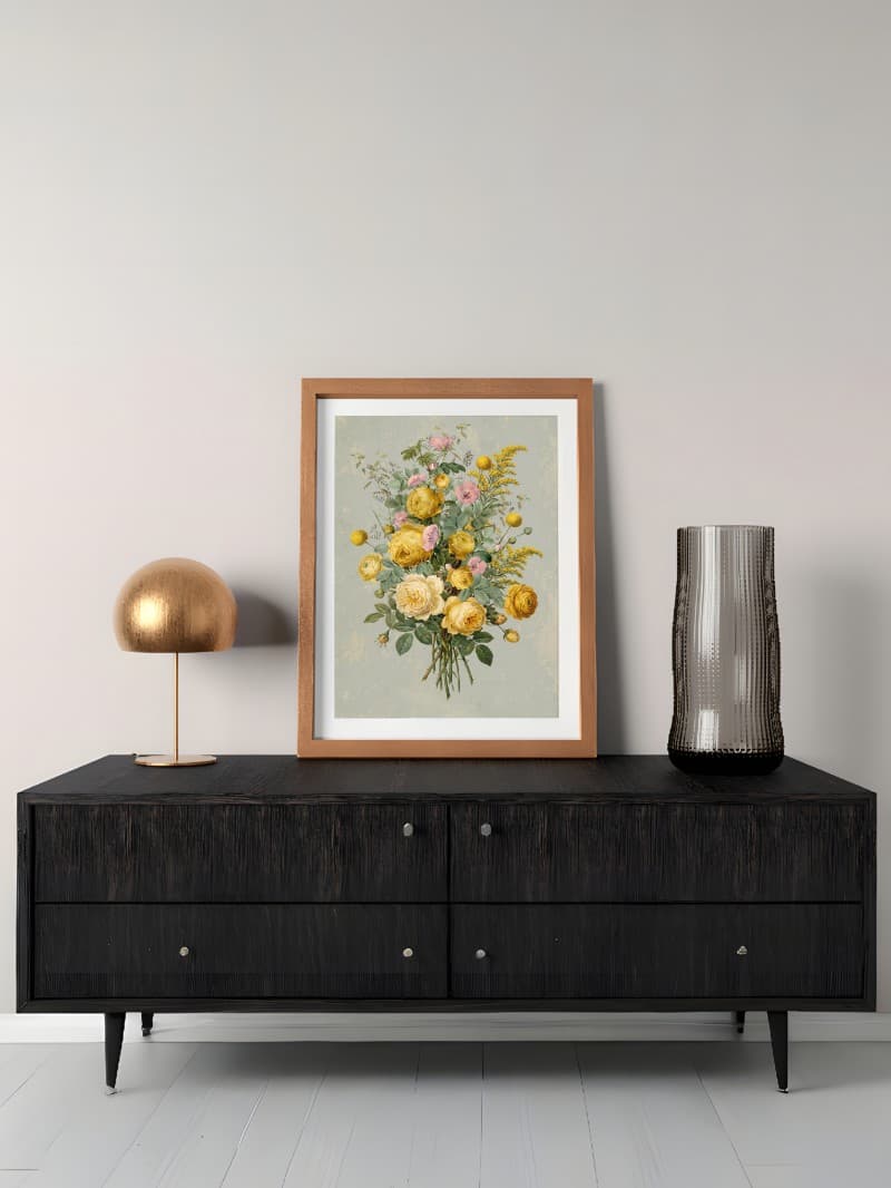 Tranh Sơn Dầu Bình Hoa Vàng Cổ Điển - Nghệ Thuật Sang Trọng