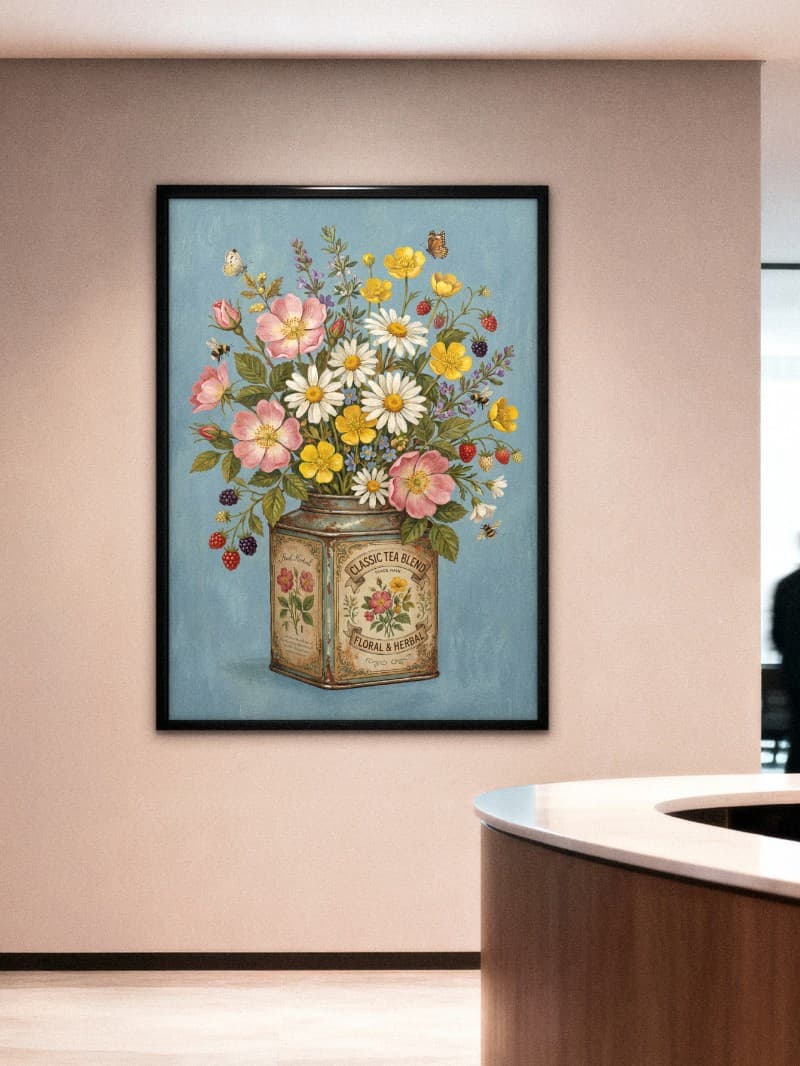 Tranh Cổ Điển Hoa Trong Lon Trà | Vẻ Đẹp Hoài Cổ