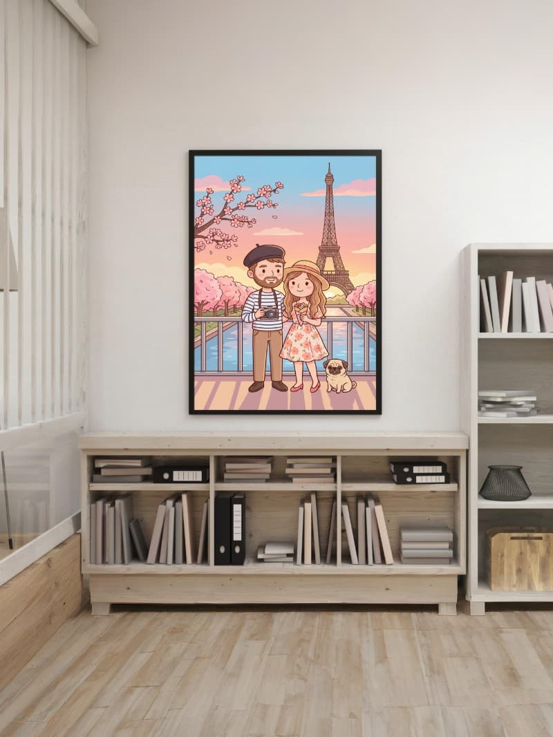 Tranh Minh Họa Cặp Đôi Theo Yêu Cầu - Quà Tặng Kỷ Niệm Lãng Mạn