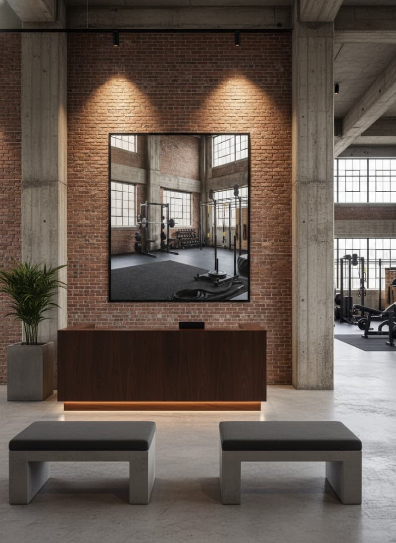 Nghệ thuật truyền cảm hứng tại sảnh đón khách phòng gym