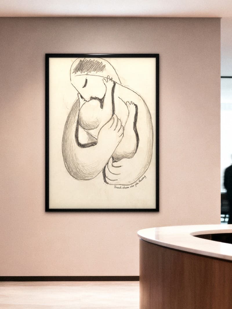 Tranh Nghệ Thuật Chạm Vào Yêu Thương - Tình Mẫu Tử Trừu Tượng