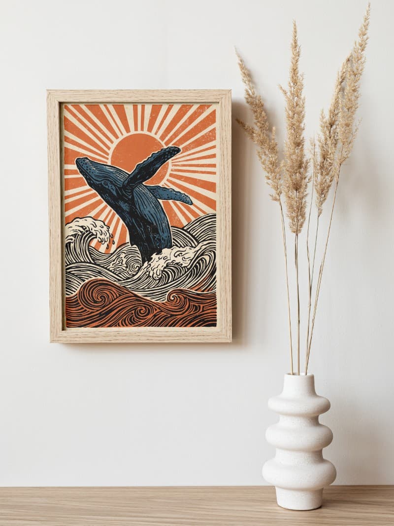 Vũ Điệu Cá Voi Xanh: Tranh In Nghệ Thuật Đại Dương Hiện Đại