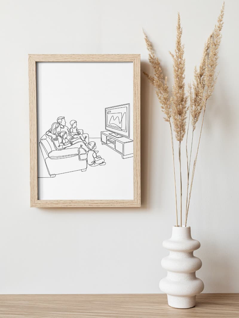 Tranh Line Art Gia Đình Sum Vầy - Nghệ Thuật Vẽ Nét Tối Giản