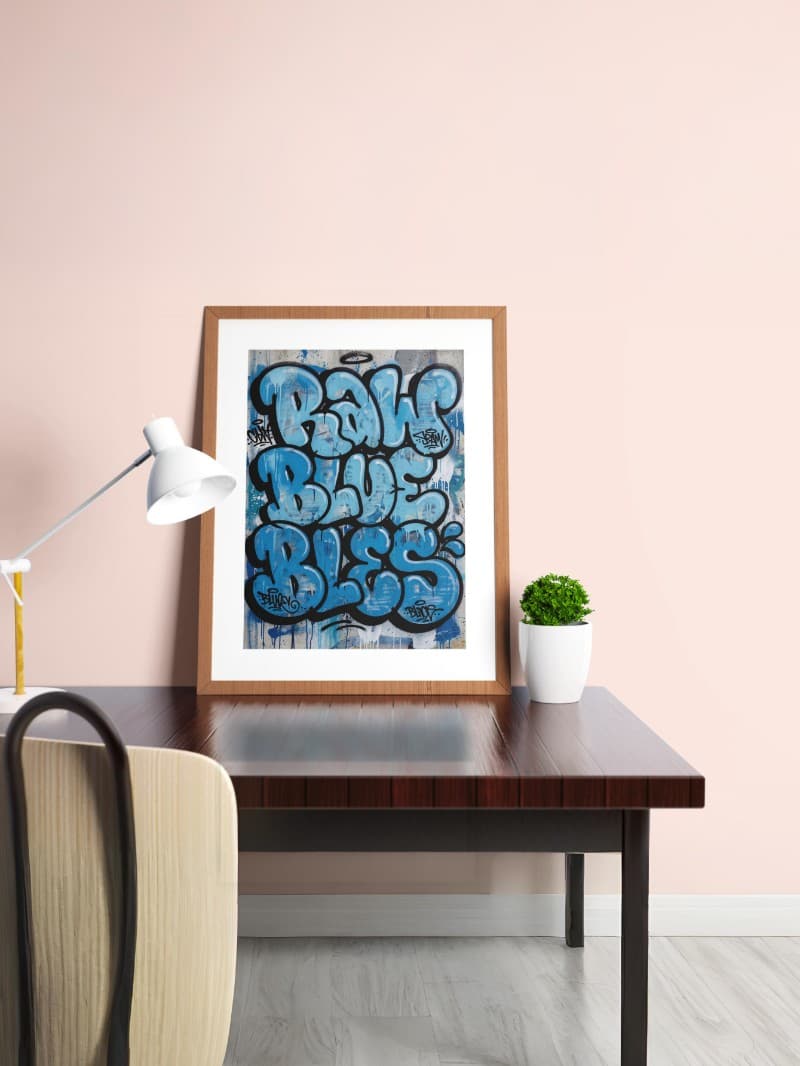 Tranh Đường Phố Màu Xanh Bong Bóng Thô - Nghệ Thuật Đô Thị Hiện Đại