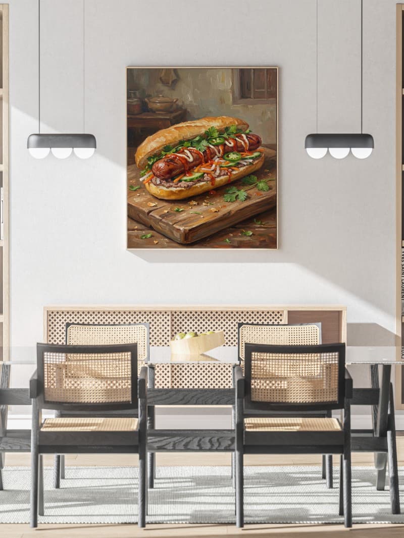 Tranh Vẽ Hotdog Phố Thị: Bản Giao Hưởng Màu Sắc Của Ẩm Thực