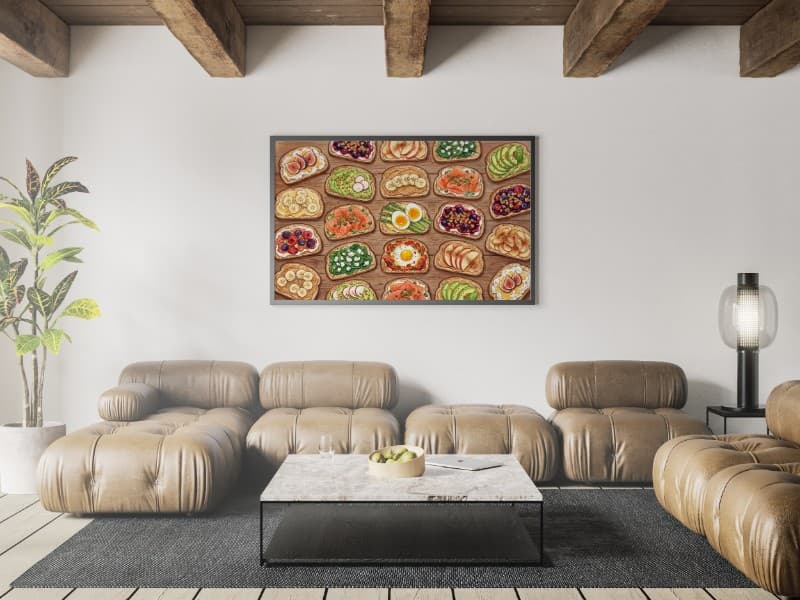 Nghệ Thuật Bữa Sáng: Tranh Bộ Bánh Mì Nướng Vàng Ruộm Ấm Cúng