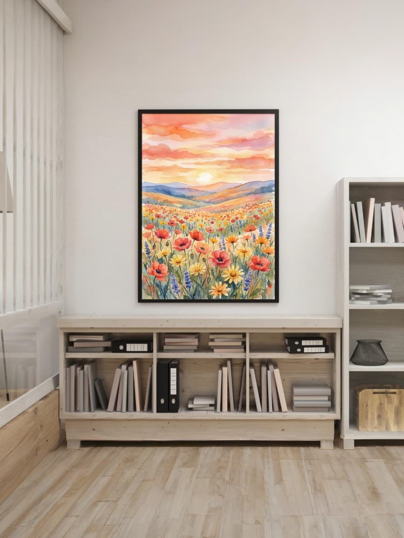 Sắc Hoa Đồng Nội - Tranh Sơn Dầu Cổ Điển Khổ Vuông Tinh Tế