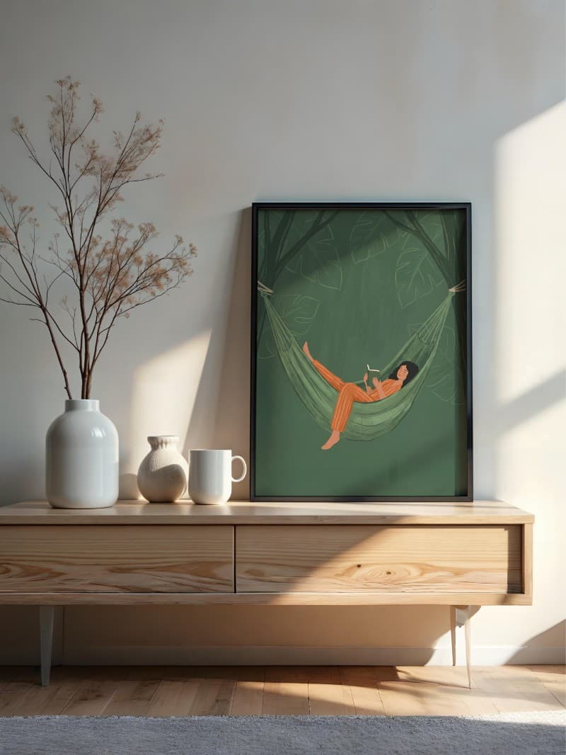 Võng Xanh Yên Bình: Tranh Nghệ Thuật Đu Đưa Giấc Nồng Tĩnh Tại