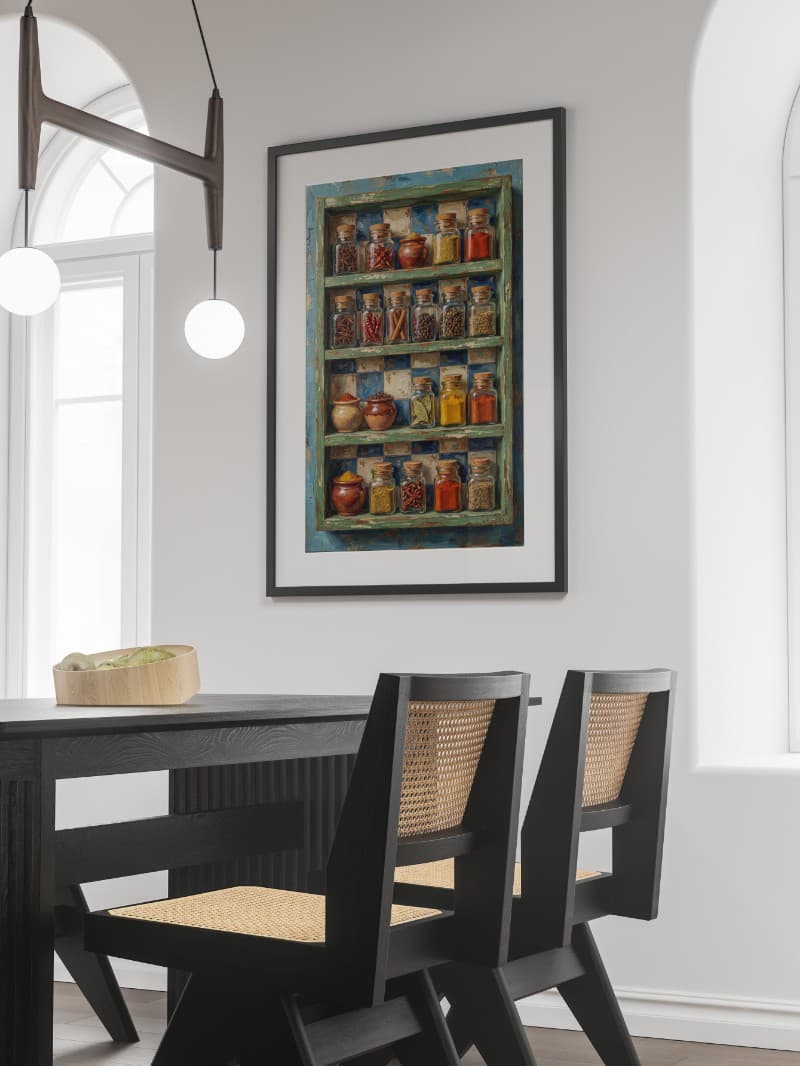 Bản Giao Hưởng Gia Vị: Tranh Kệ Bếp Sắc Xanh Thanh Tao