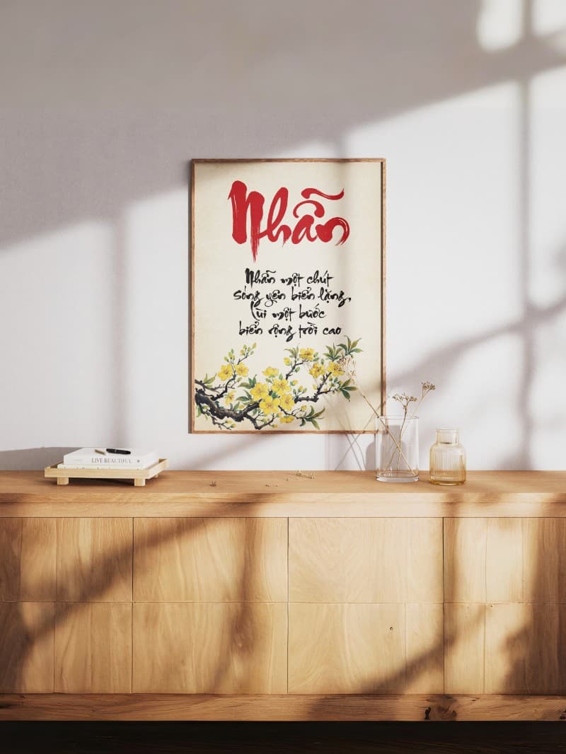 Tranh Thư Pháp Chữ Nhẫn - Tinh Hoa Nghệ Thuật Tĩnh Tại Tâm Hồn