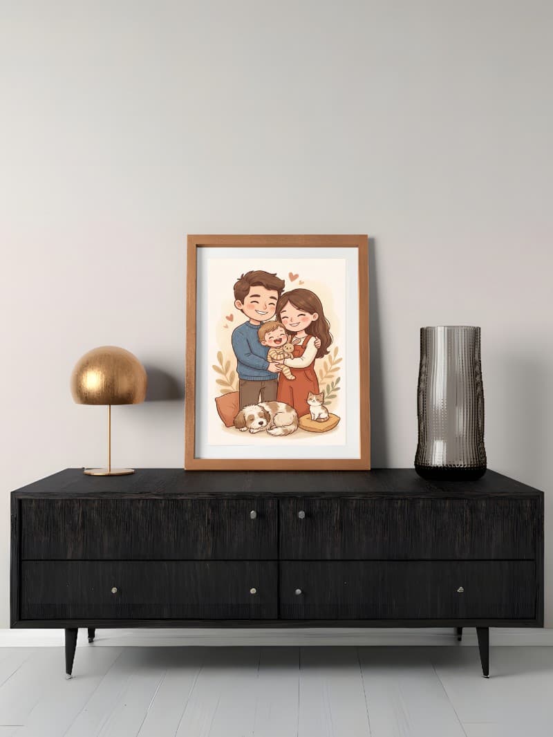 Tranh Vẽ Chân Dung Theo Yêu Cầu - Quà Tặng Chibi & Gia Đình Độc Bản