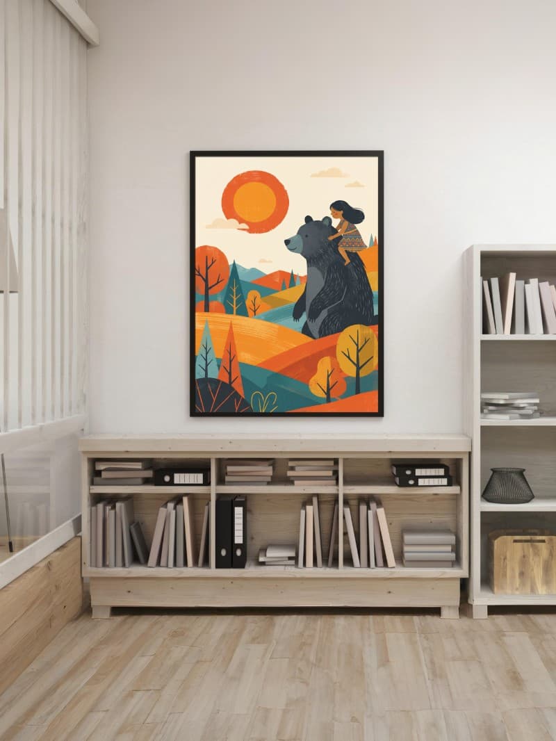 Tranh Treo Tường Cô Gái Và Gấu - Nghệ Thuật Độc Bản Đầy Cảm Xúc