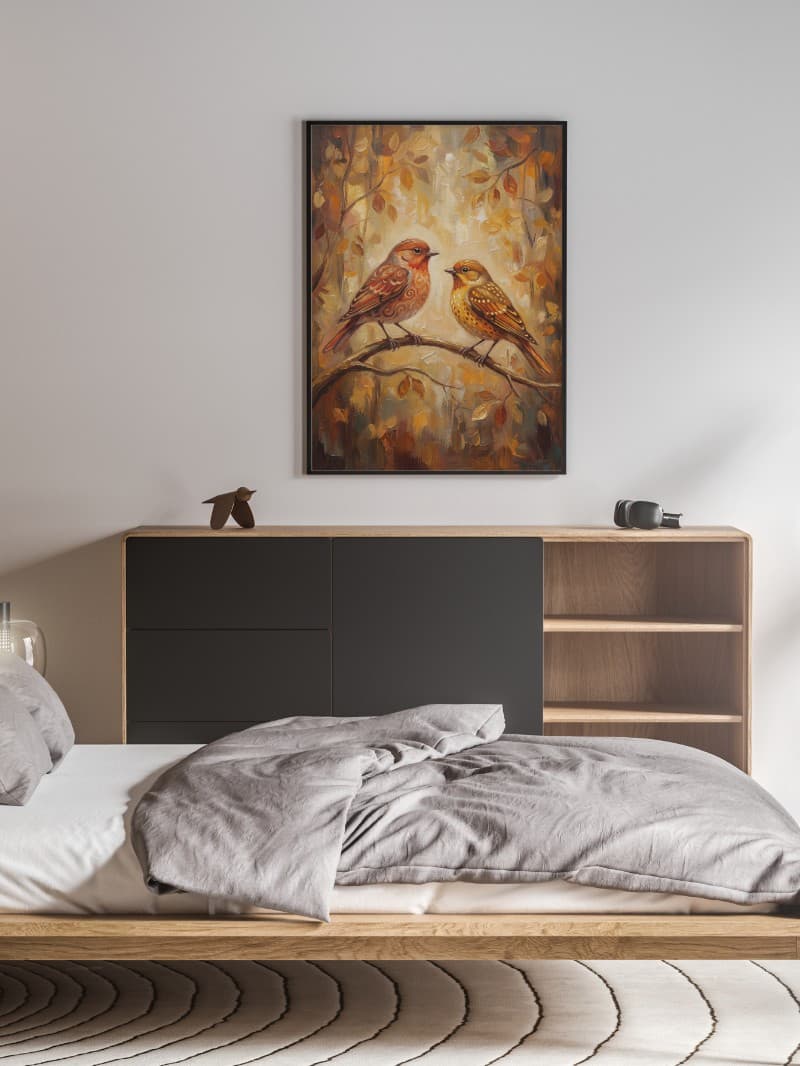 Tranh Đôi Chim Trên Cành Nghệ Thuật - Vẻ Đẹp Bình Yên Cho Tổ Ấm