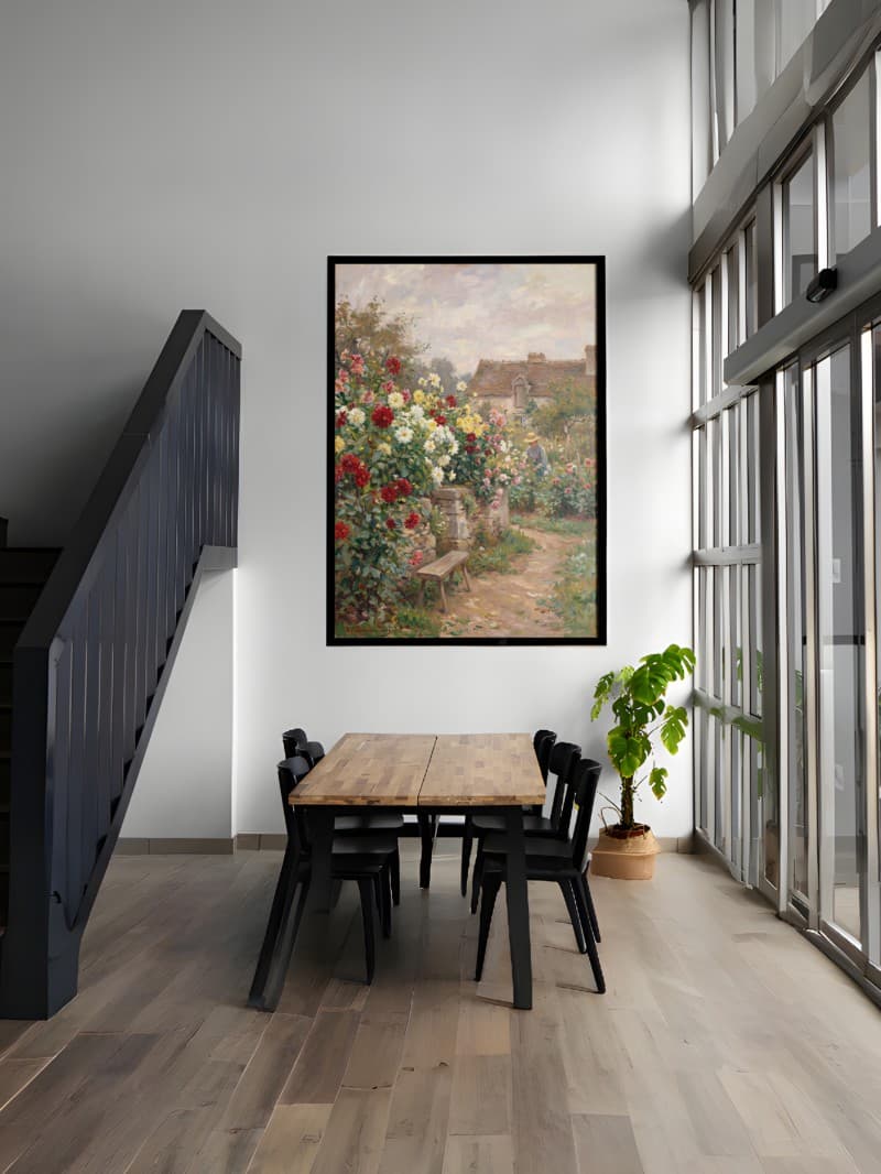 Tranh Hoa Thược Dược Một Góc Vườn - Nghệ Thuật Độc Bản Tinh Tế