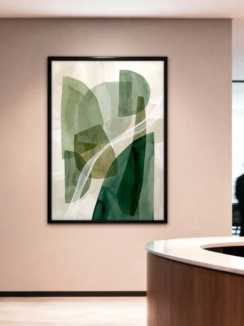 Tranh Treo Tường Hình Khối Trừu Tượng Xanh Lá