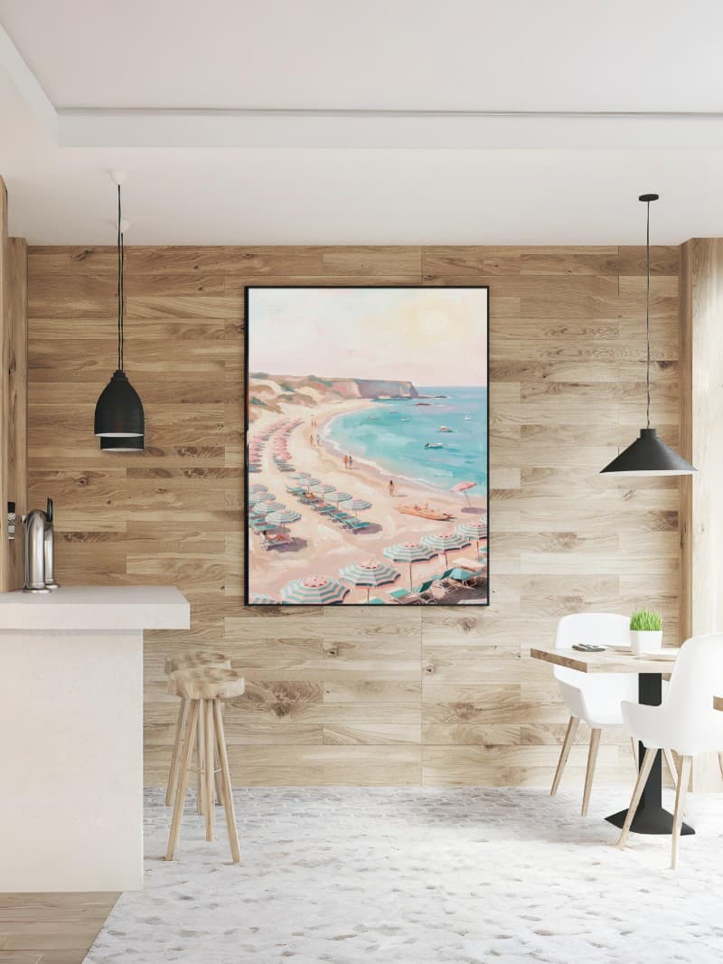 Tranh Bãi Biển Với Những Chiếc Ô Màu Sắc - Nghệ Thuật Treo Tường