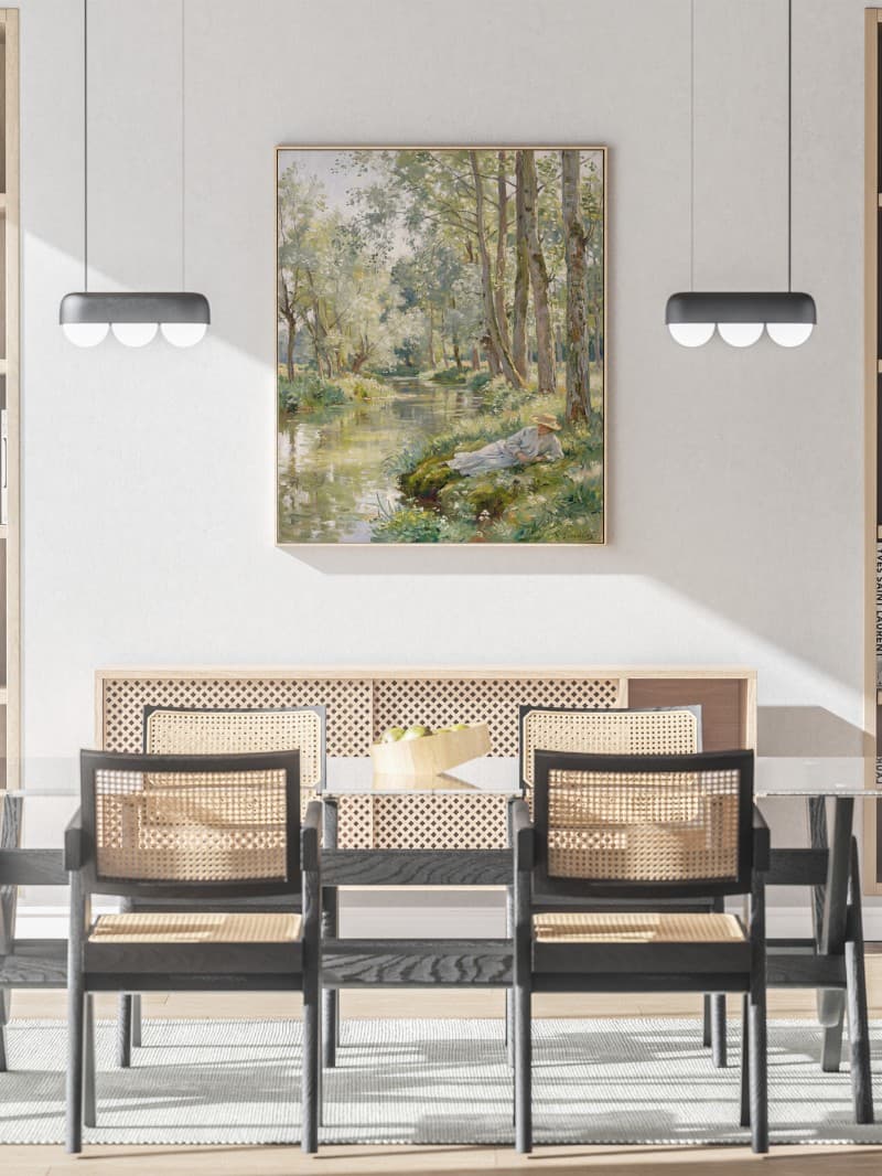 Tranh Nghỉ Ngơi Bên Dòng Suối - Nghệ Thuật Phong Cảnh Chân Thực