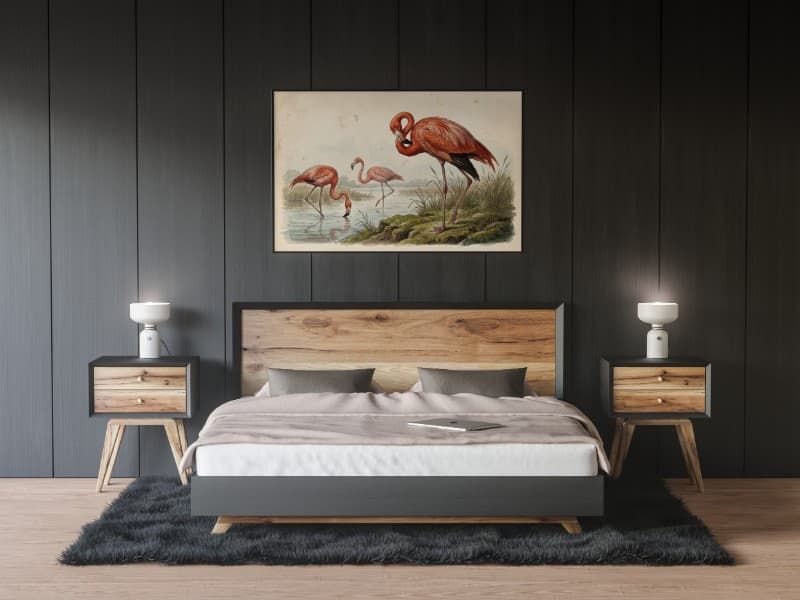 Tranh Vintage Chim Hồng Hạc Mỹ