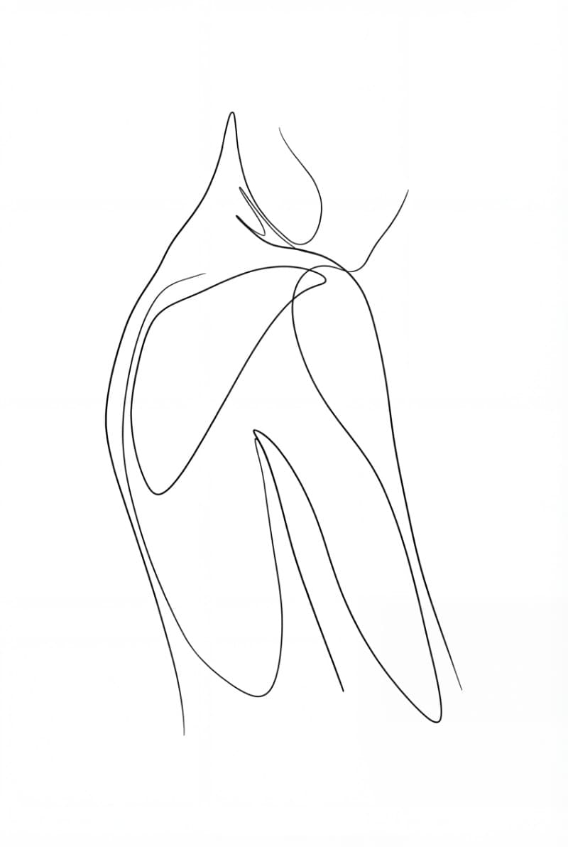Tranh Line Art Đường Vai Tối Giản