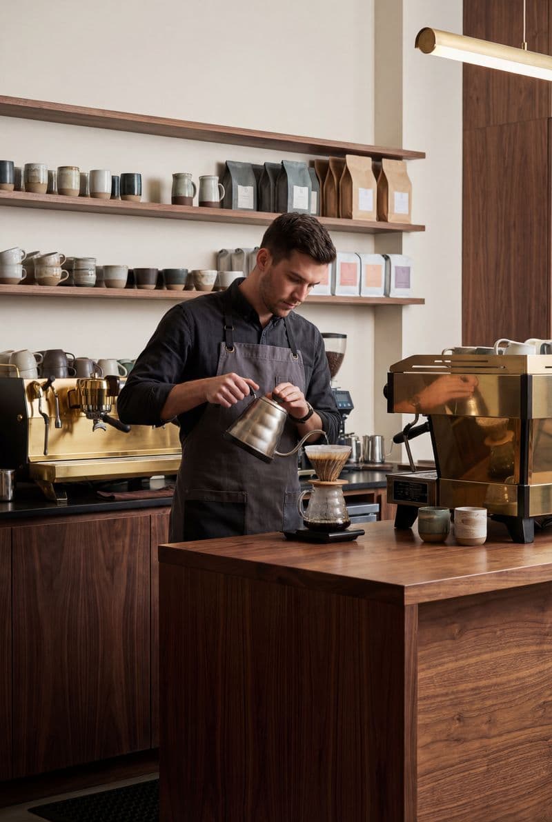 Tranh treo tường người pha chế cà phê phong cách hiện đại trang trí không gian sang trọng