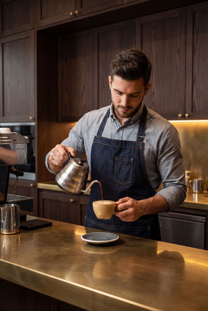 Tranh treo tường người pha chế cà phê barista trang trí không gian hiện đại sang trọng