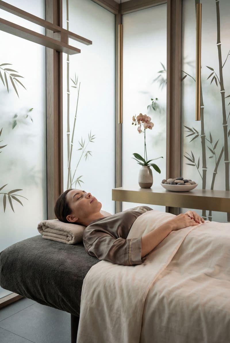 Tranh treo tường cô gái nằm thư giãn trang trí không gian spa hiện đại và trang trọng