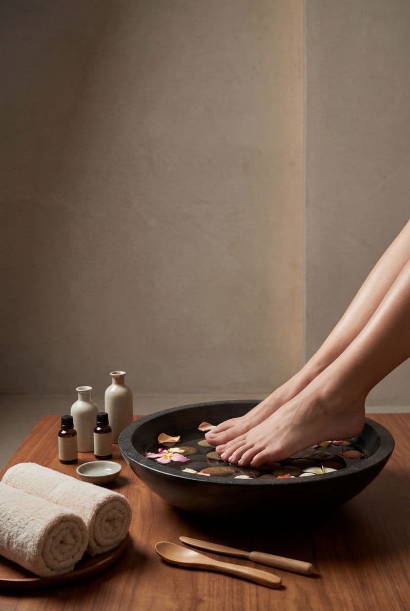 Tranh canvas chăm sóc đôi bàn chân trang trí không gian spa trị liệu sang trọng hiện đại