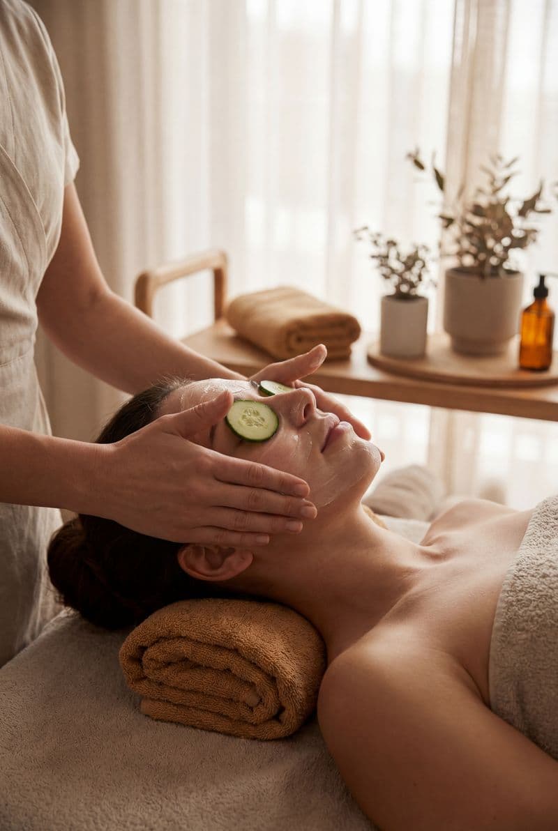 Tranh treo tường cô gái massage mặt chuyên nghiệp trang trí không gian spa hiện đại