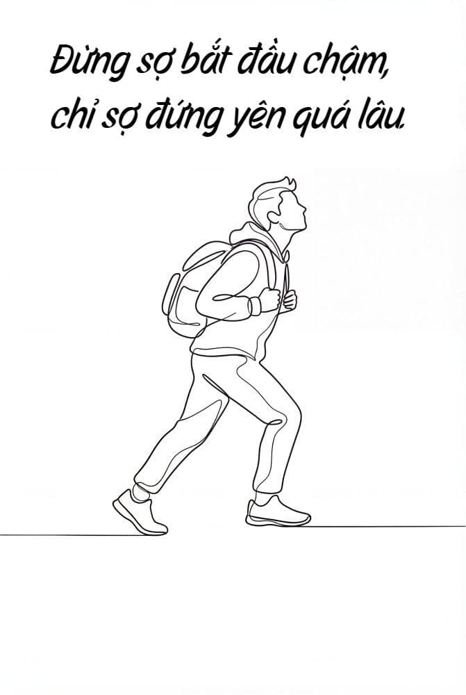 Tranh treo tường line art tối giản kèm câu quote truyền động lực cho tuổi trẻ decor không gian hiện đại