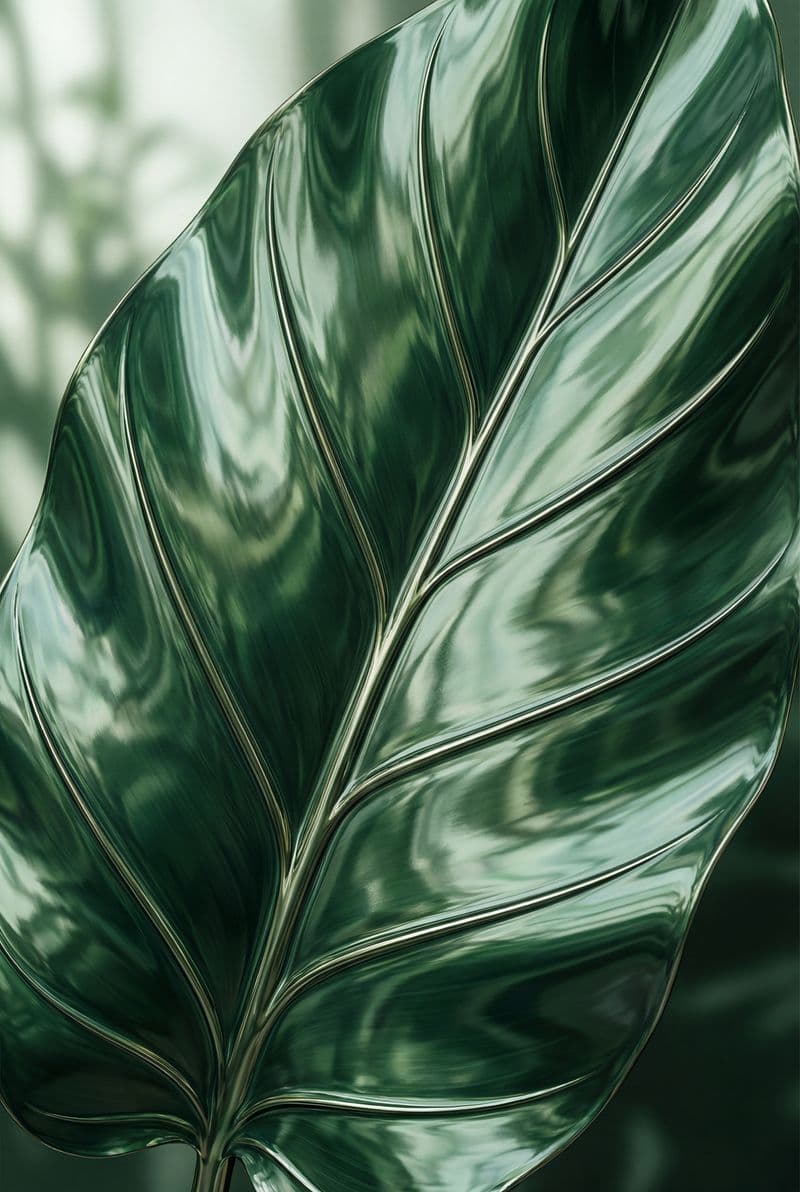 Tranh treo tường lá cây xanh nghệ thuật tráng gương trang trí phòng khách sang trọng