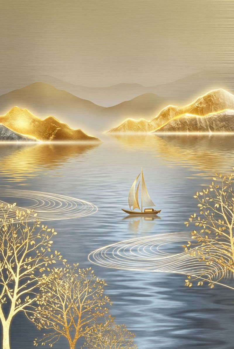 Tranh treo tường phong cảnh nghệ thuật tráng gương sang trọng trang trí phòng khách hiện đại