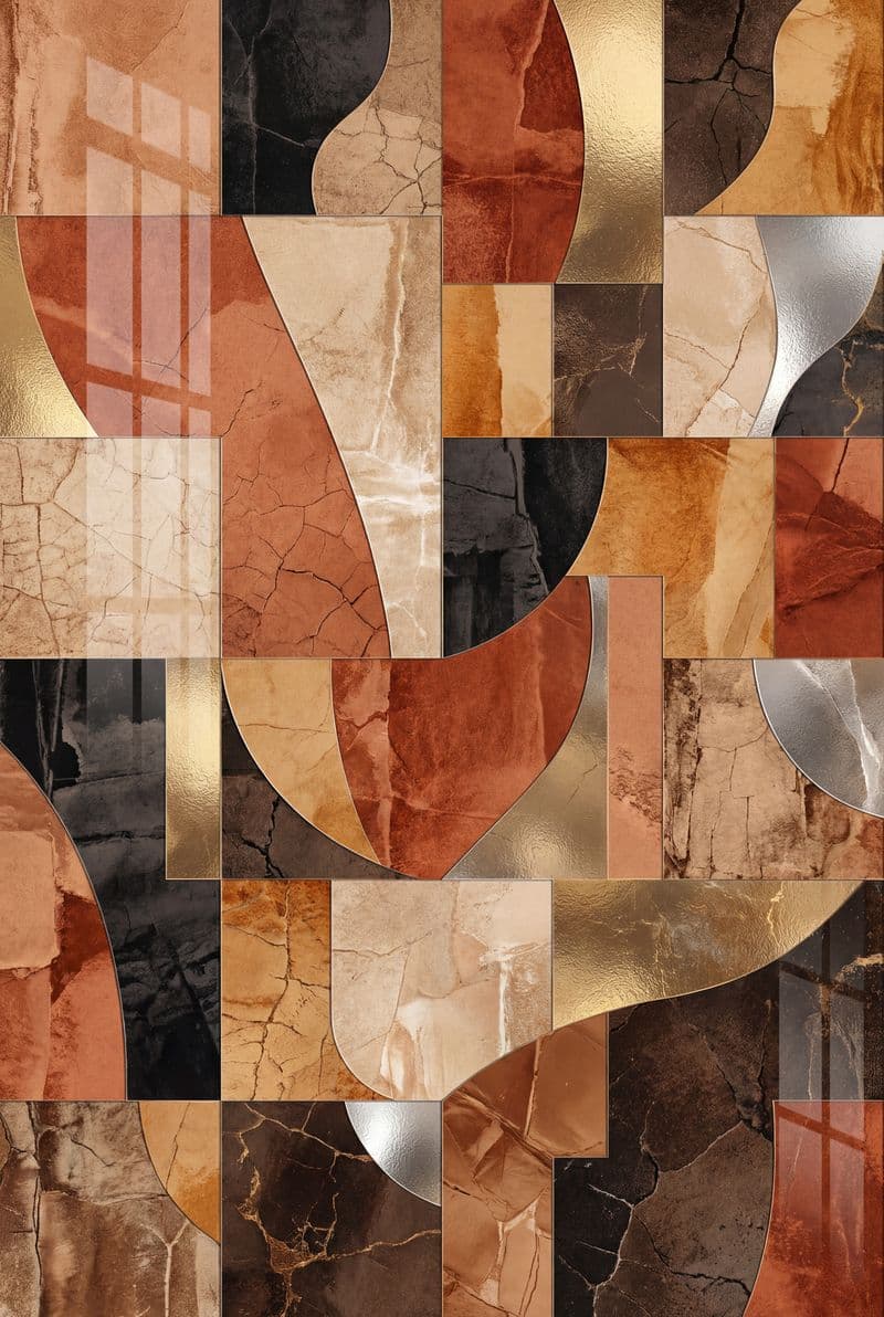 Tranh treo tường mảnh ghép sa mạc tráng gương trang trí phòng khách hiện đại