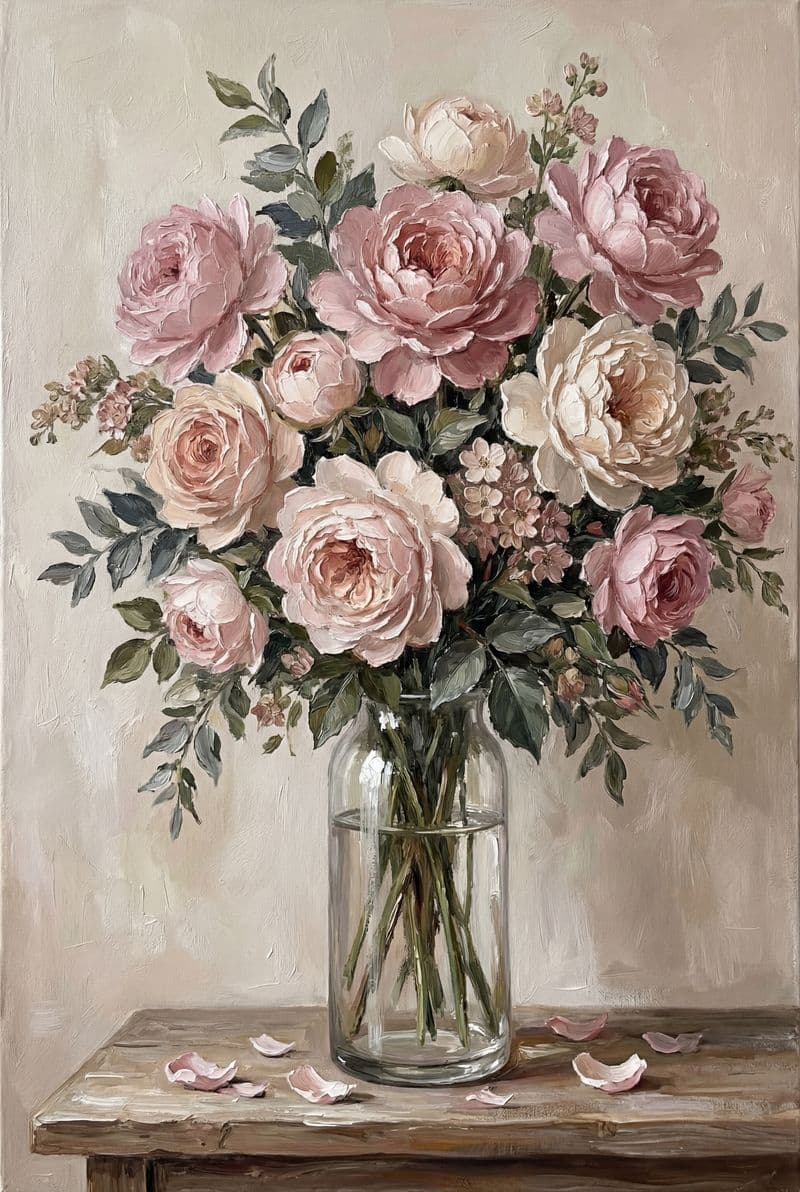 Tranh treo tường bông hoa nghệ thuật cổ điển trang trí không gian nội thất sang trọng