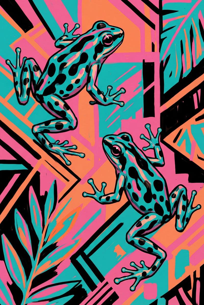 Tranh treo tường chú ếch phong cách Pop Art trang trí phòng khách hiện đại