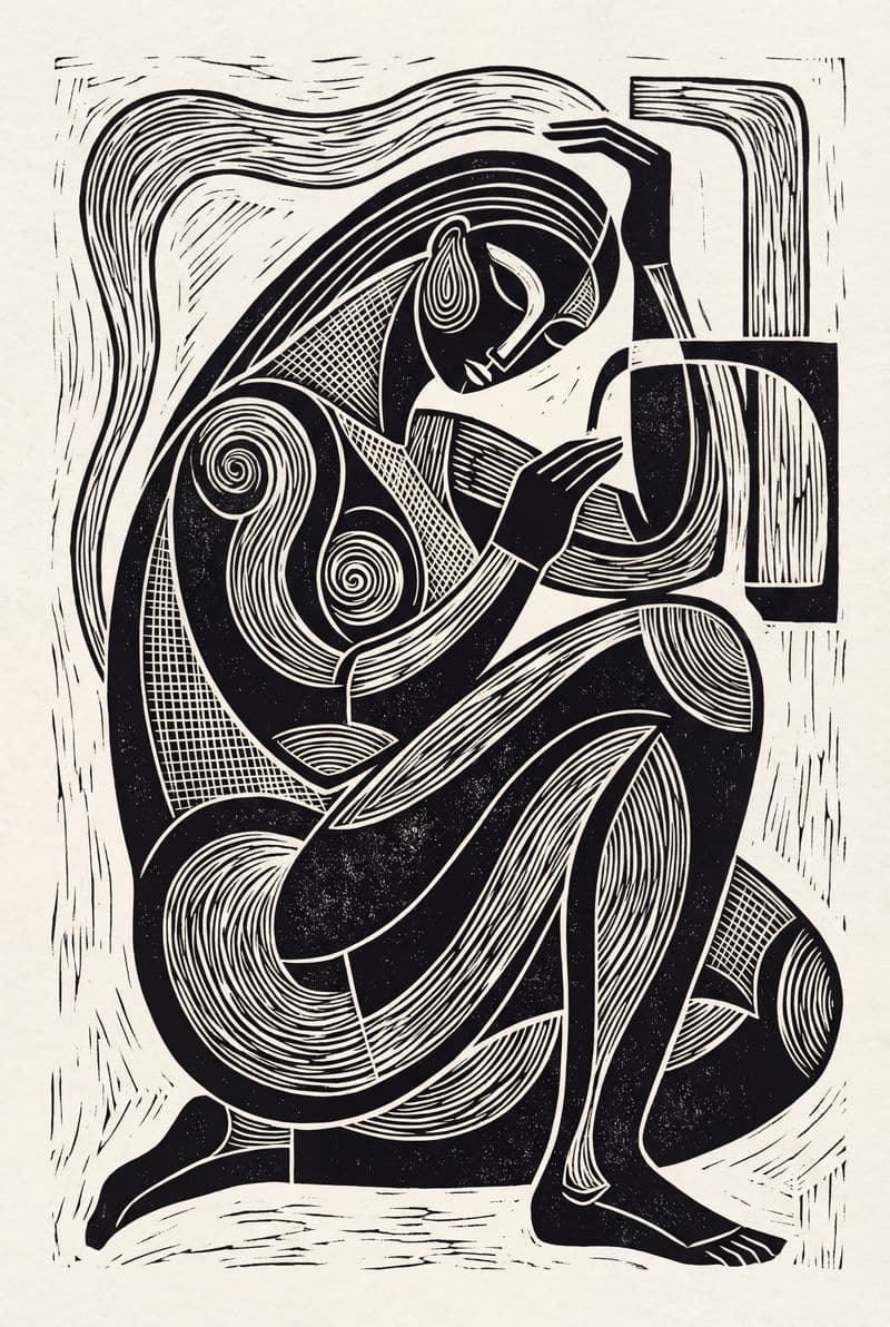 Tranh canvas Monochrome Solitude trừu tượng trang trí phòng khách sang trọng