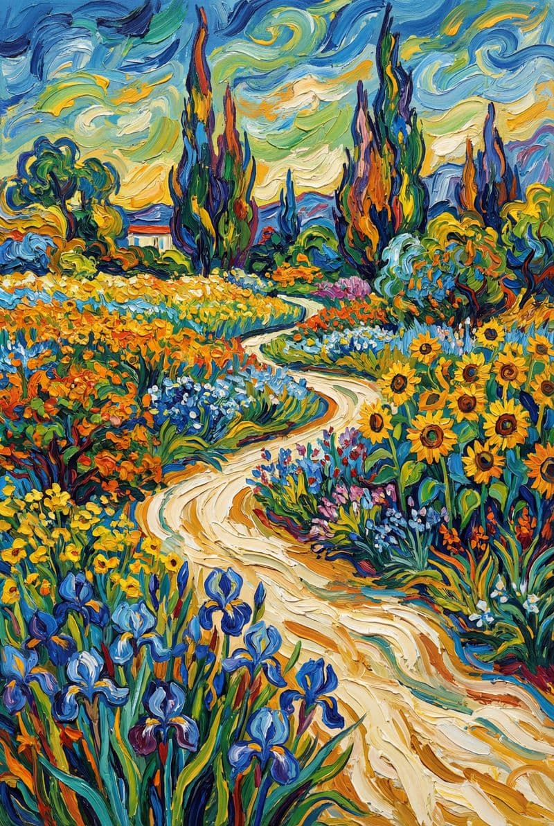 Tranh canvas Garden at Arles phong cách hiện đại trang trí phòng khách sang trọng